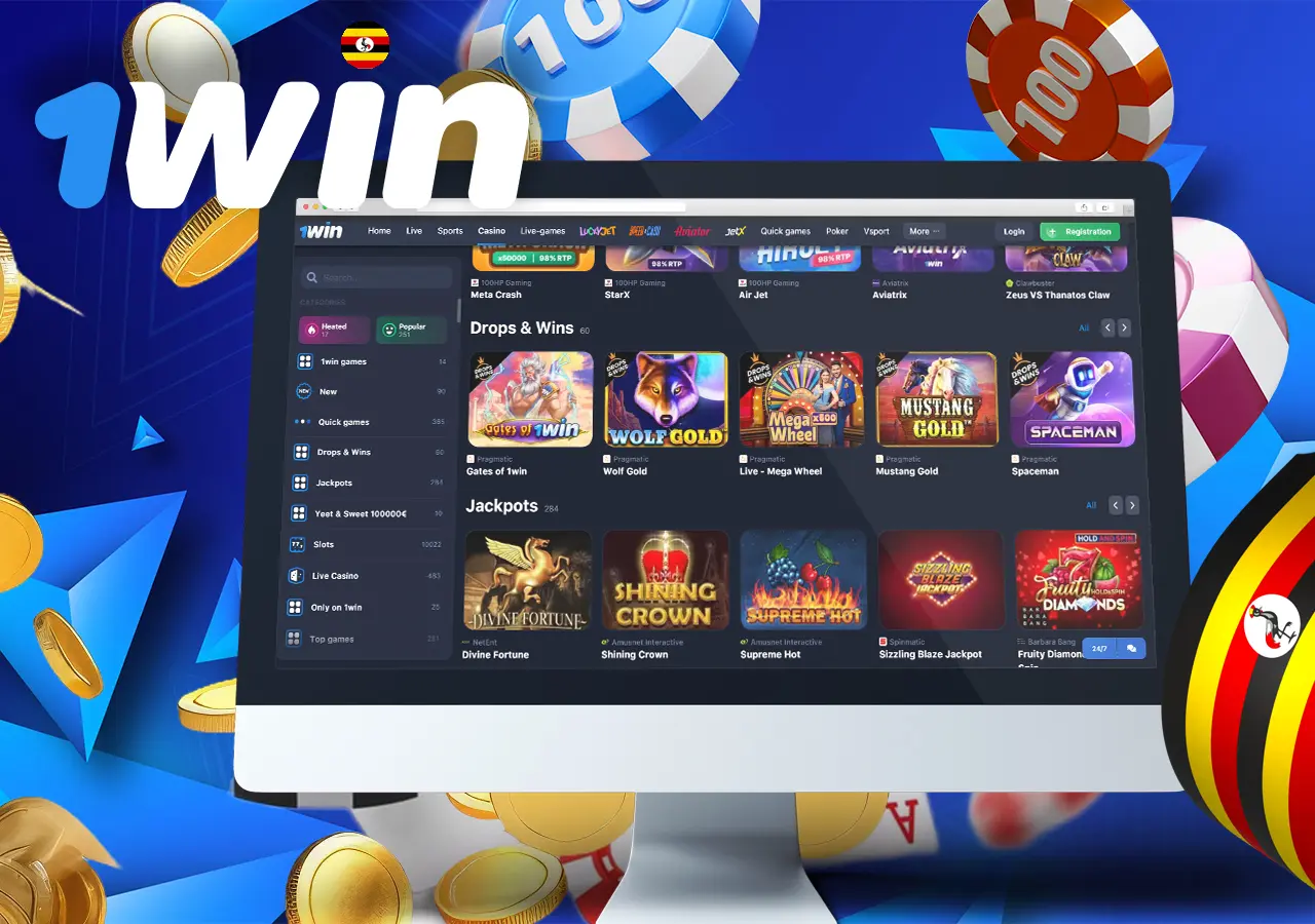 Large selection of games at 1Win casino